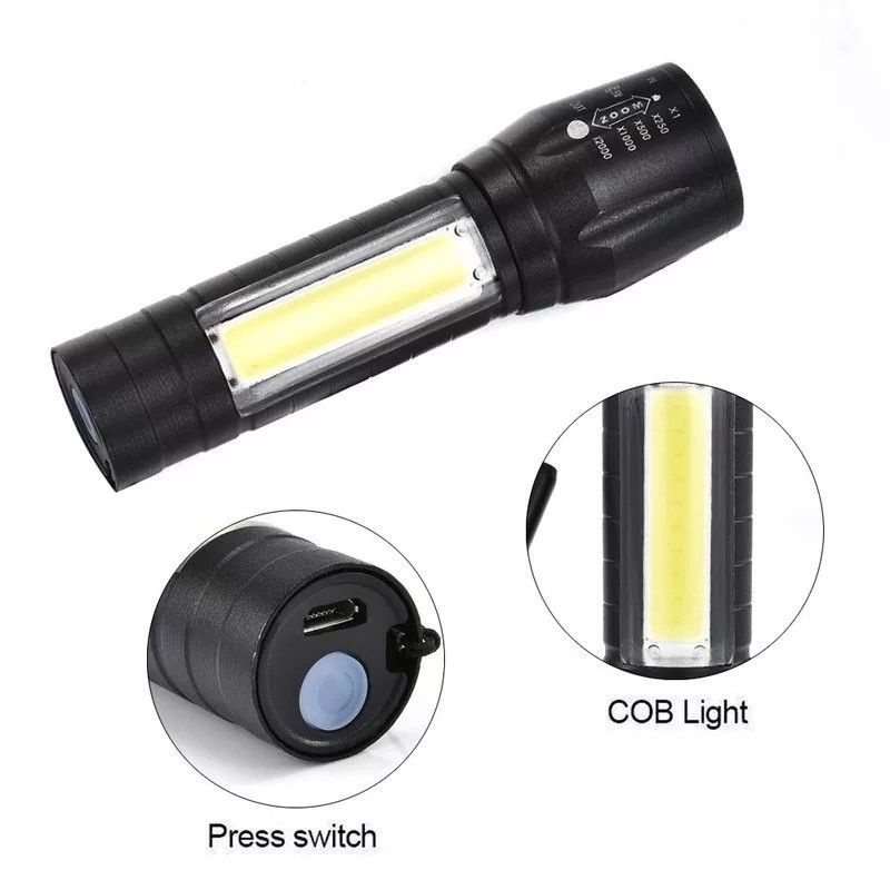 Jual COD- Senter Mini Swat LED Bisa Zoom Lampu Mini Flashlight USB ...