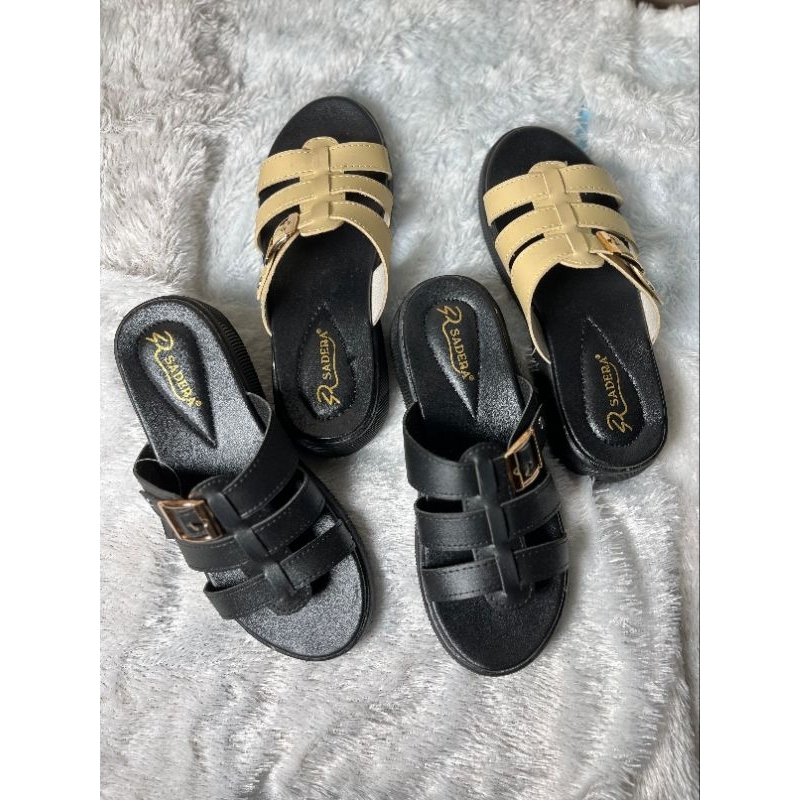 Jual Sadera - Lexi Sandal Wedges Slop Wanita Platfrom sendal Hak 3 cm ...