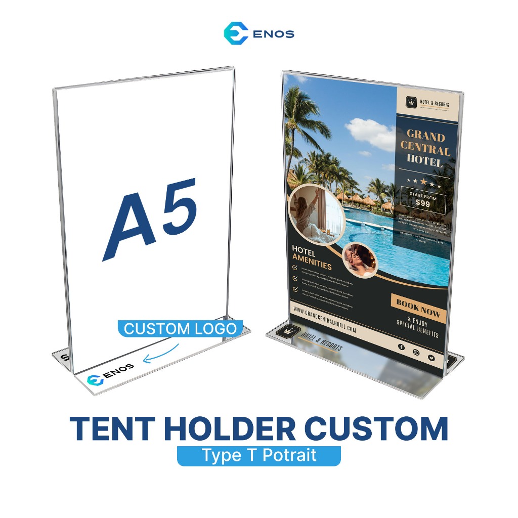 Jual Akrilik Display Custom A5 T Portrait Tempat Brosur Custom Tent