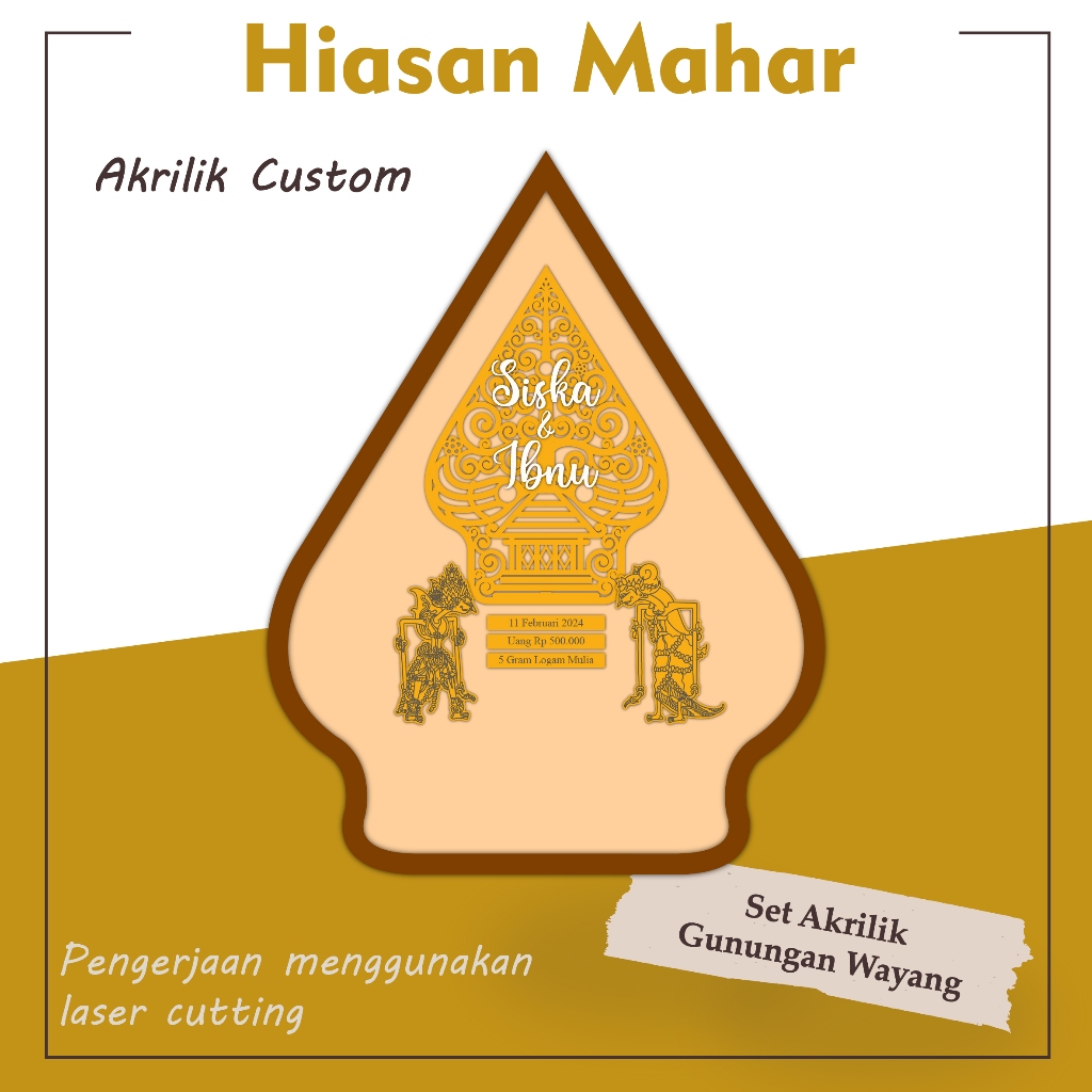 Jual Akrilik Gold Dekorasi Mahar Gunungan Wayang Rama Shinta | Hiasan ...