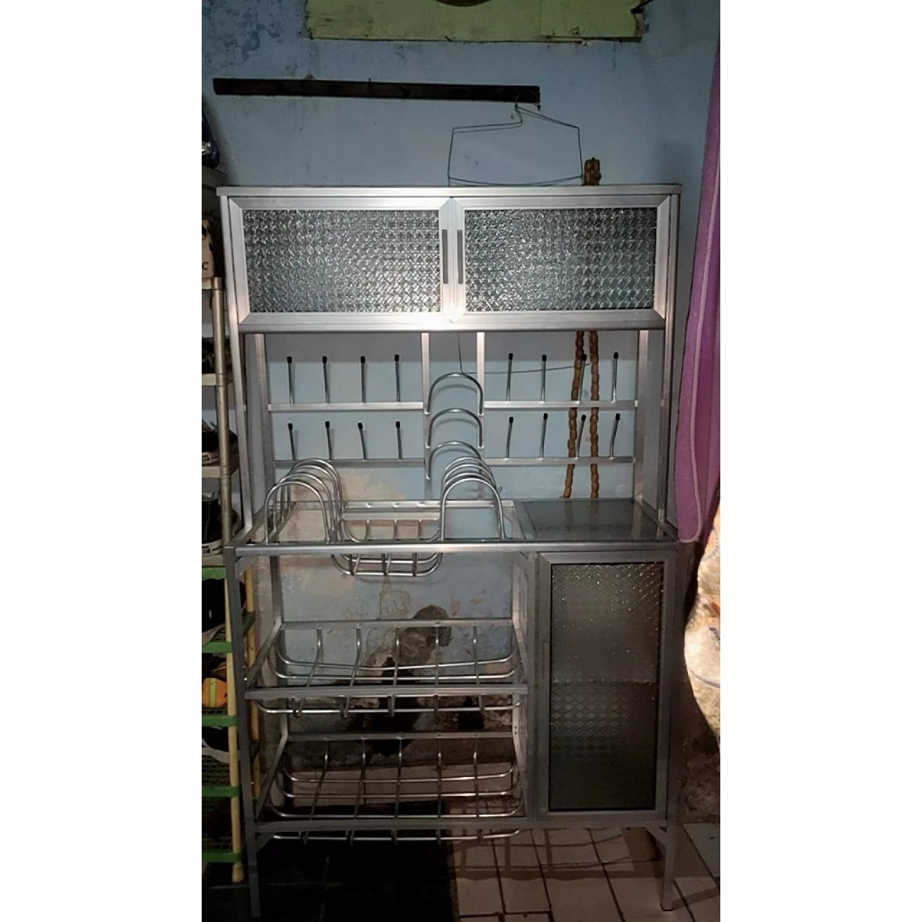 Jual Rak piring alumunium box terbuka/rak piring alumunium/lemari ...