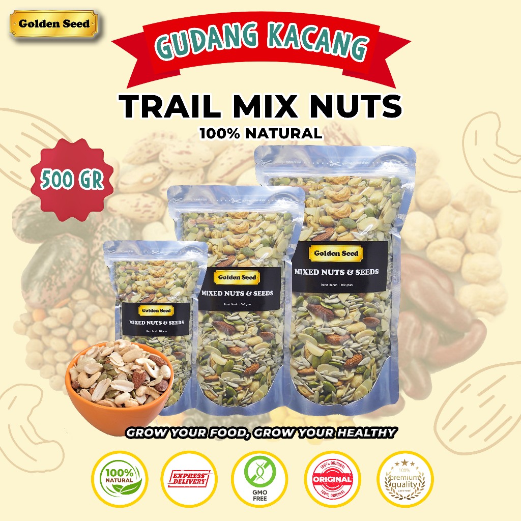 Jual TRAIL MIX GOLDENSEED 500GR/MIXED NUT ORGANIC 500 GR/roasted mixed ...