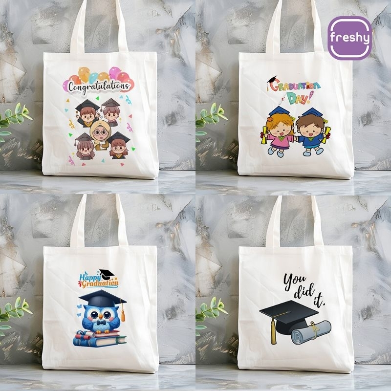 Jual Totebag Happy Graduation Tote Bag Tas Kado Wisuda Kanvas Lucu ...