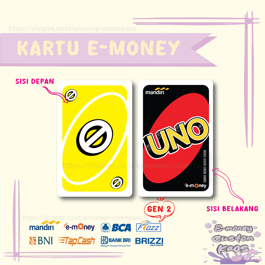 Jual KARTU EMONEY UNO CARD STOP YELLOW KUNING E MONEY ETOLL MANDIRI ...