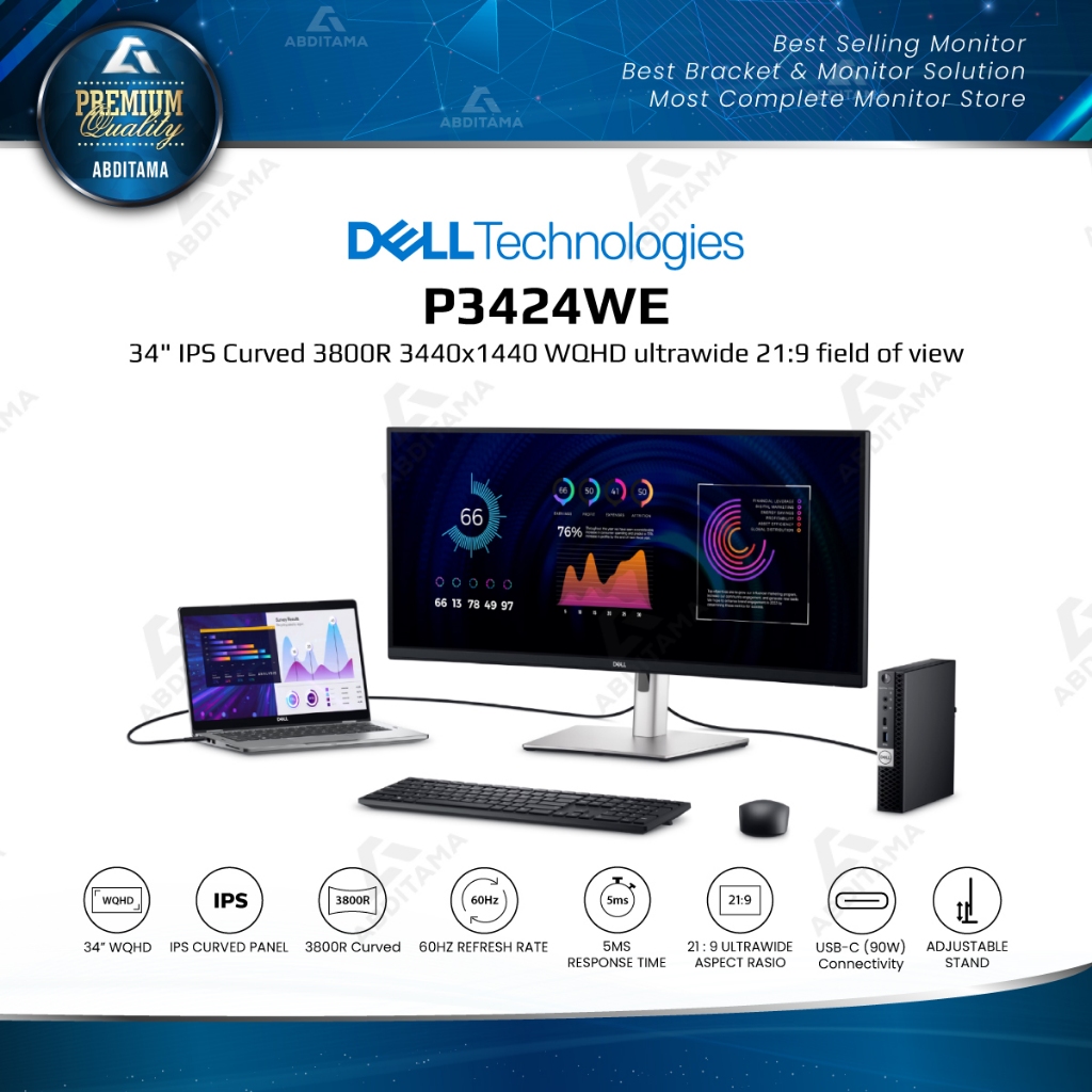 Jual Monitor LED Dell P3424WE 34