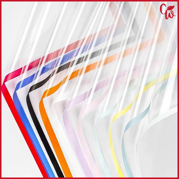Jual 20 Lembar Kertas Buket Opp Transparan Bening List Warna Cellophane ...