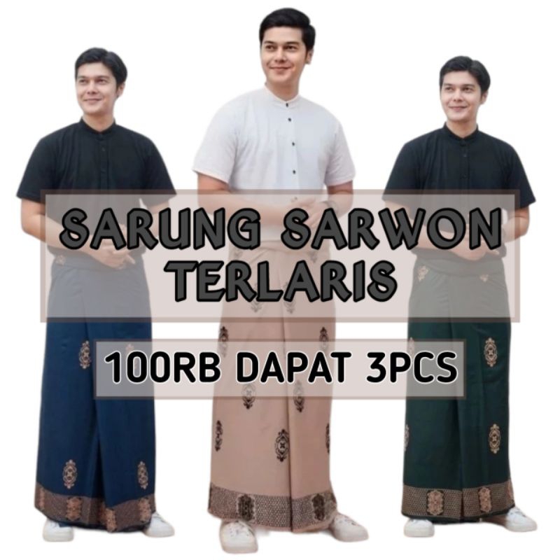Sarung 100 dapat 3pcs || Sarung Batik Sarang Tawon Sarwon Sarung Santri Gus Iqdam Motif Terbaru Adem Kekinian