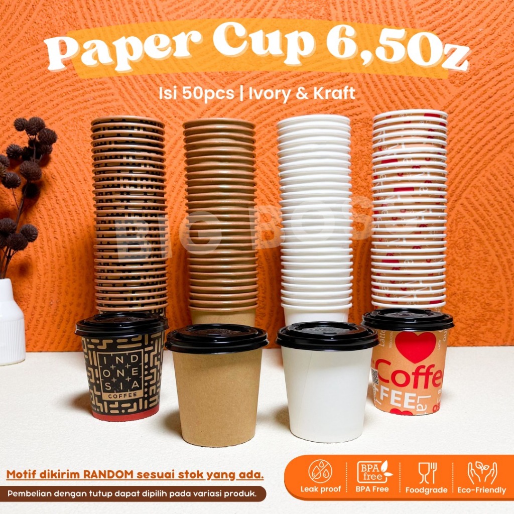 Jual [ISI 50PCS] Paper Cup 6,5 Oz (190ml) Tahan Panas / Gelas Kertas ...