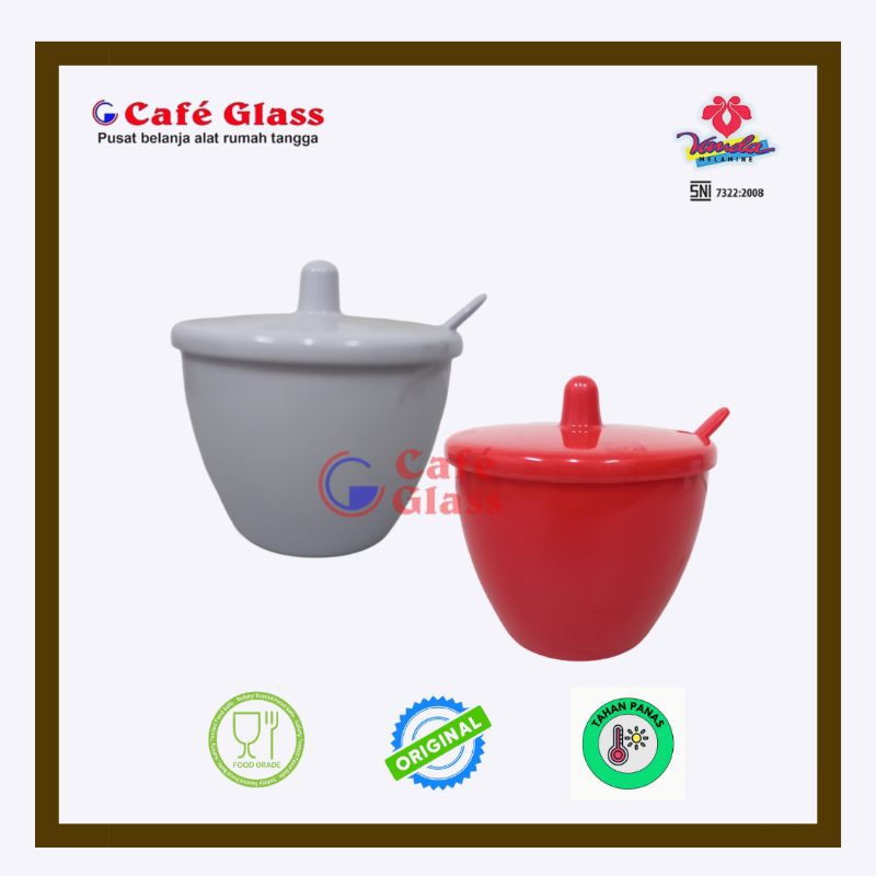 Tempat Sambal + Sendok Melamin - Tempat Sambal Set Warung Makan - Vanda Melamin Wadah Sambal Set