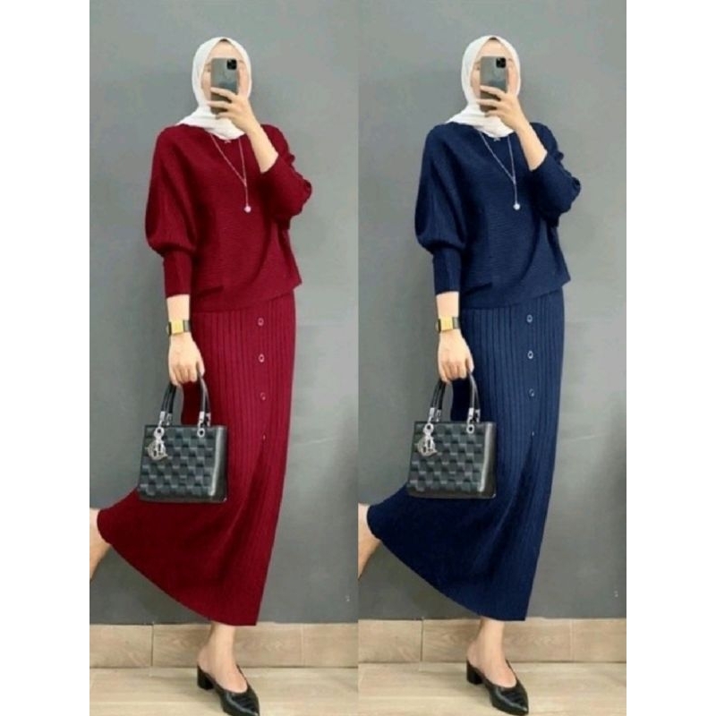 Jual JFZ - ANYA SET KNIT / SET ROK RAJUT / STELAN HIJAB MUSLIMAH ...