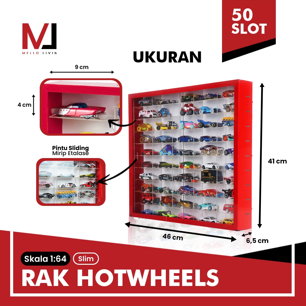 Jual RAK HOTWHEELS ISI 50 SLOT KOTAK SKALA 1:64 / RAK HOTWHEEL ACRYLIC ...