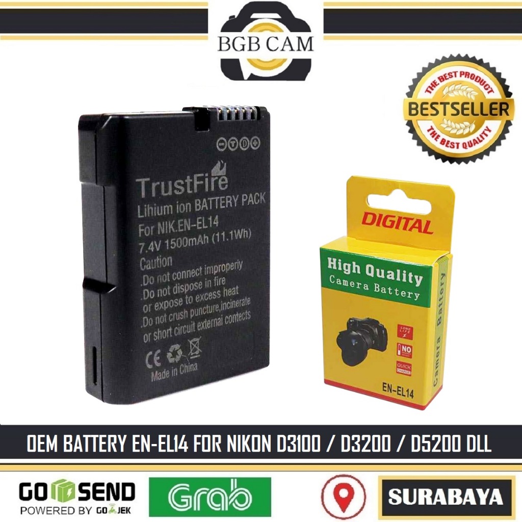Jual OEM Battery For Nikon EN-EL14 for D3100 D3200 D3300