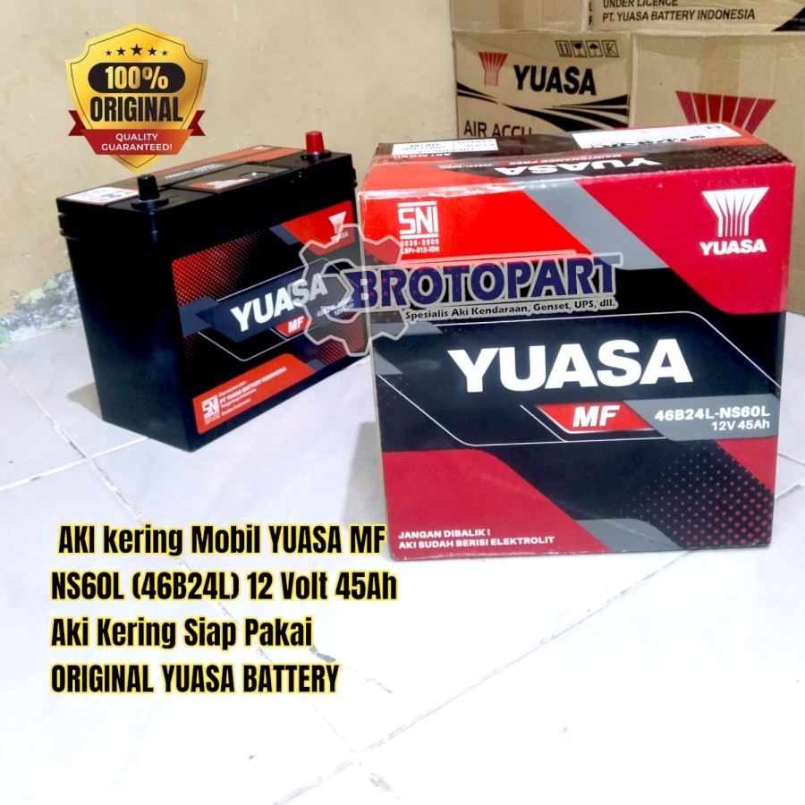 Jual Aki Mobil Yuasa NS60L 46B24L MF 12V 45Ah Aki Kering Original Yuasa ...