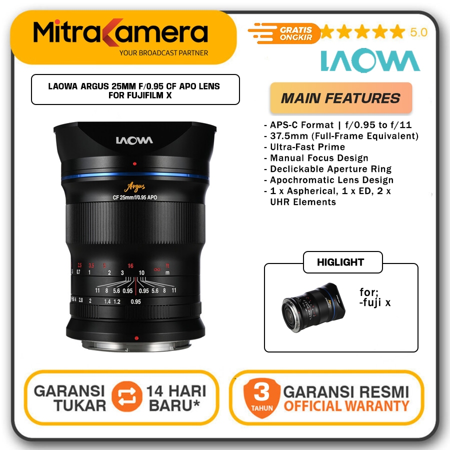 Jual Laowa Argus 25mm f/0.95 CF APO for FUJI X | Shopee Indonesia