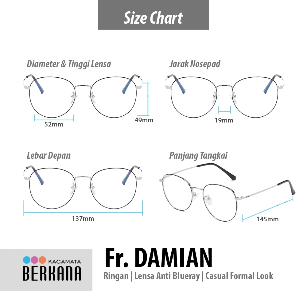 Jual Berkana - Damian Frame Kacamata Anti Radiasi Unisex Pria Wanita ...