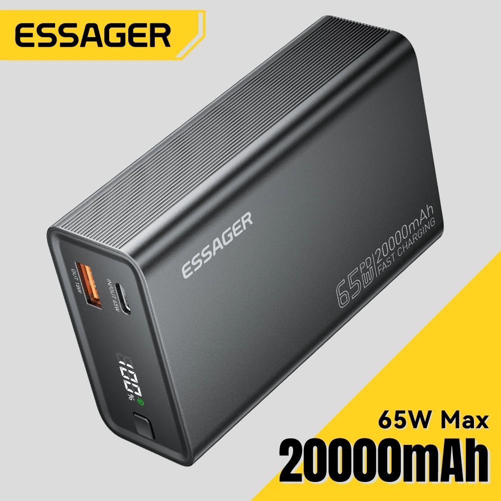 Essager 65W Fast Charging Power Bank 20000Mah Real Capacitor untuk Adaptor Laptop Power Display