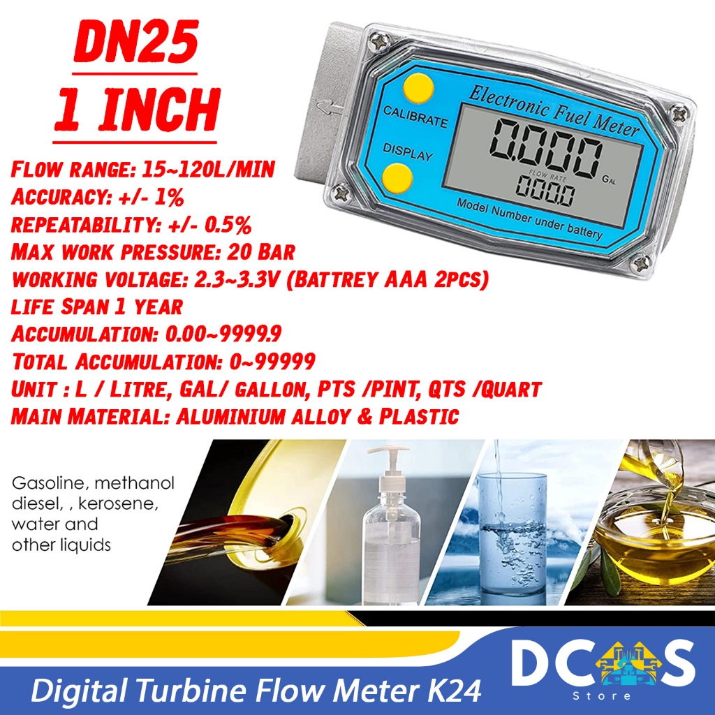 Jual Digital Turbine Flow Meter Diesel Fuel 1" Flow Display Flow K24 ...