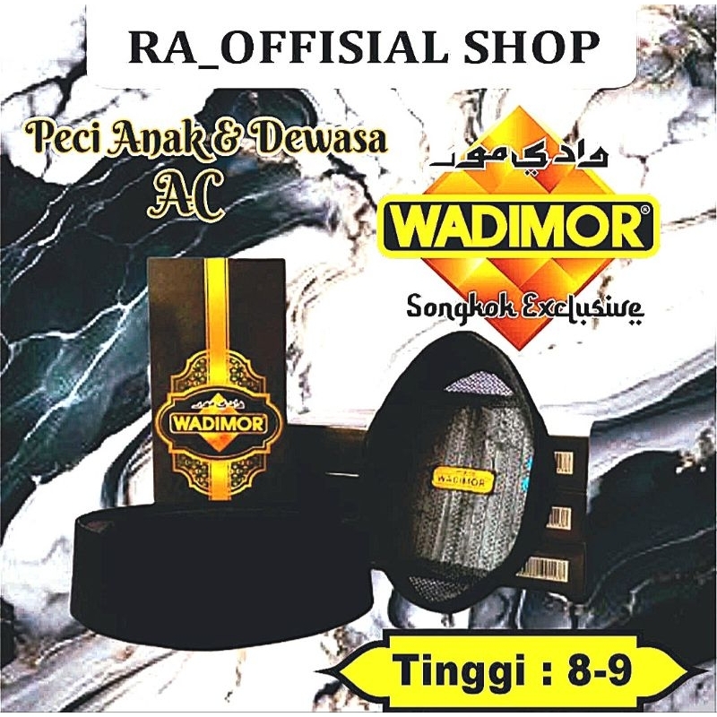 Peci Sangkok Wadimor AC Tinggi 8 9 10 Peci Hitam Polos Beludru Pigeon peci Anak Anak Dewasa Wadimor Original Exclusive