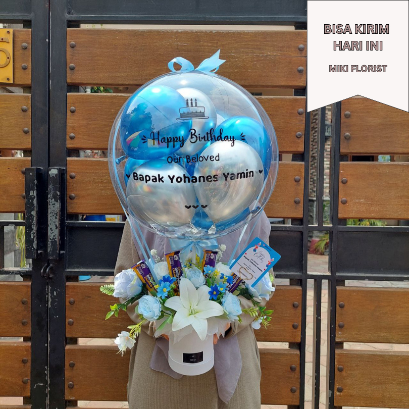 Jual Bucket Balon Bloom Box Flower Bouquet Bunga buket bunga + Cadburry ...