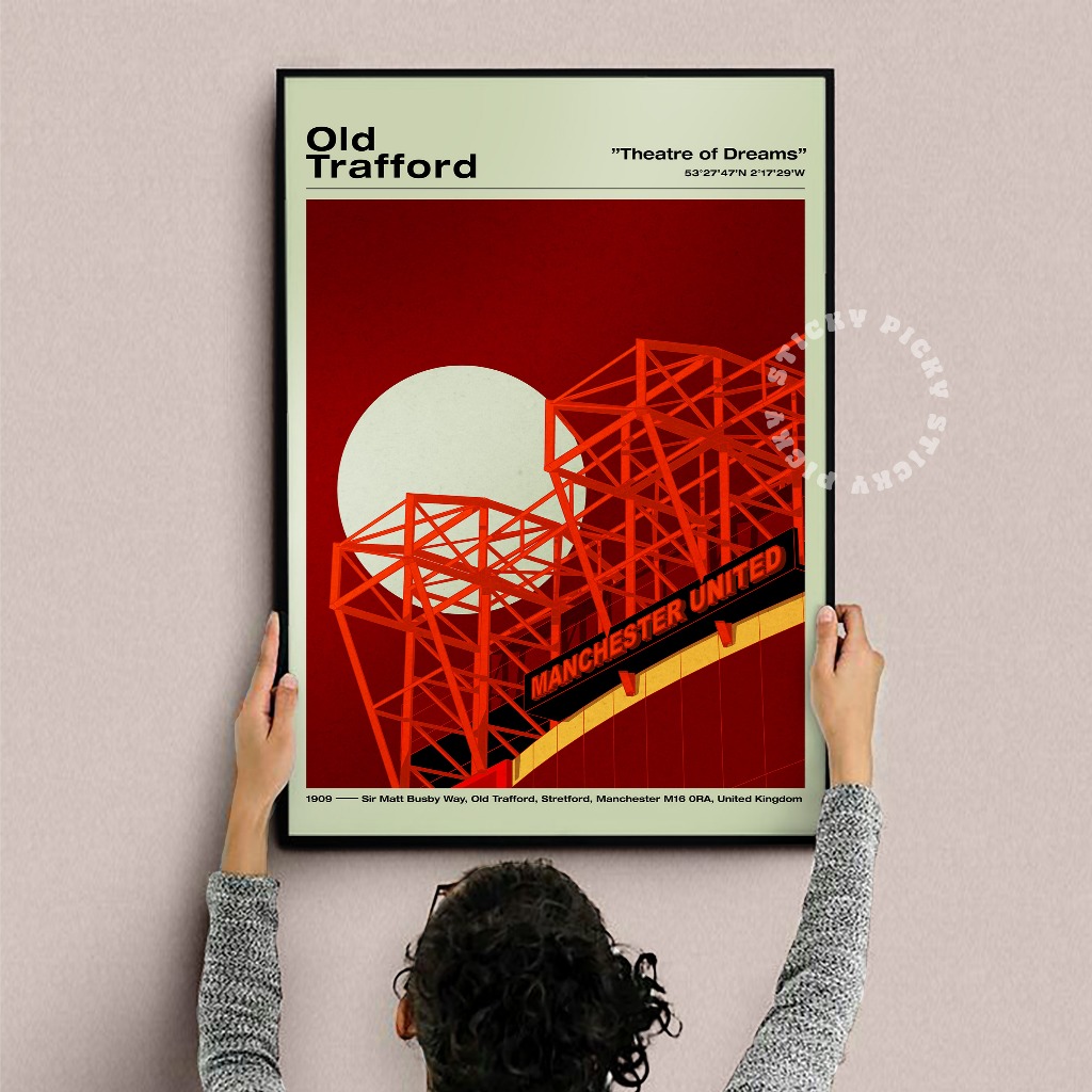 Jual Manchester United Poster MU Old trafford Artwork Poster bola ...