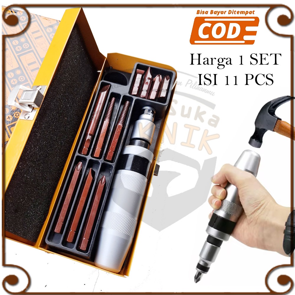Jual 13pcs Obeng Ketok Set Getok Putar Set S2 Drill Bit Driver Non ...