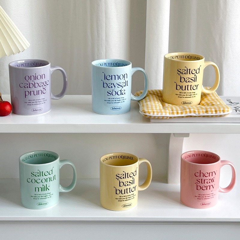 Jual Javaco | Aesthetic Korean Mug Colour | Gelas Vintage Letter Font ...