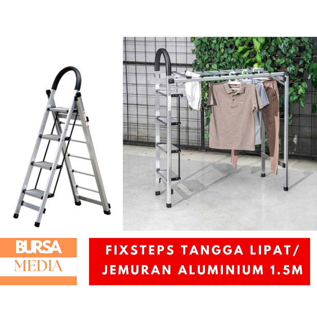 Jual Fixsteps Tangga Lipat 1.5M 2In1 Jemuran Aluminium 4Tingkat Ladder ...