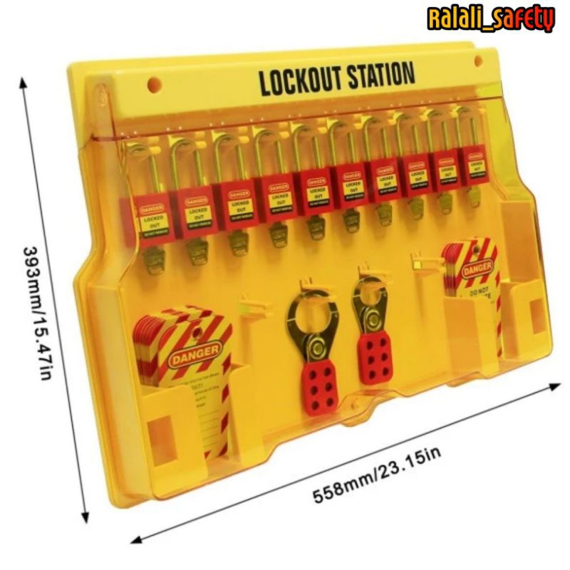 Jual Lockout Tagout Station With Cover, Termasuk 14 Gembok Berbeda ...