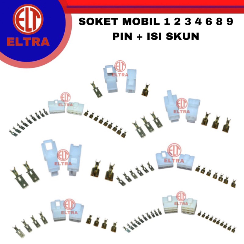 Jual Soket socket mobil 1 2 3 4 6 8 9 pin + isi skun konektor kabel ...