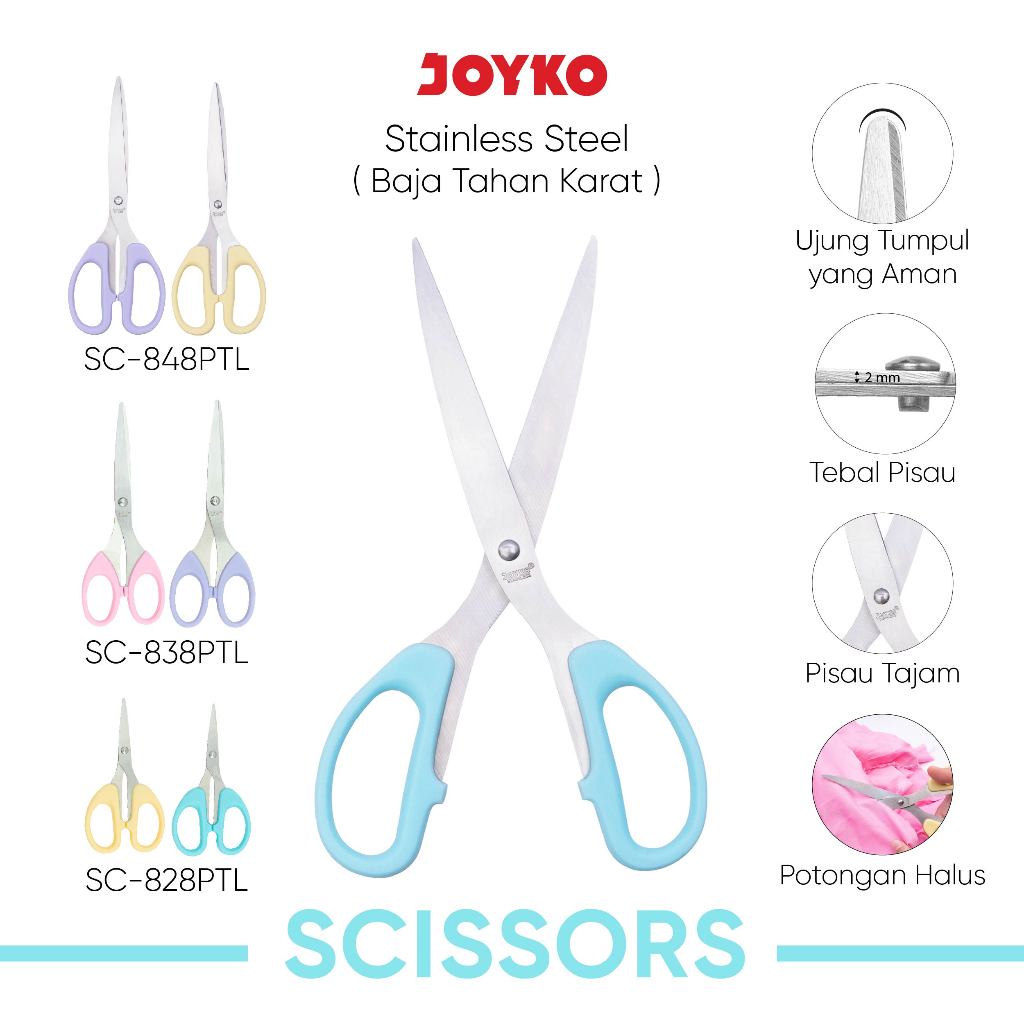 Jual JOYKO Gunting Scissors Stainless Steel SC-828~848PTL | Shopee ...