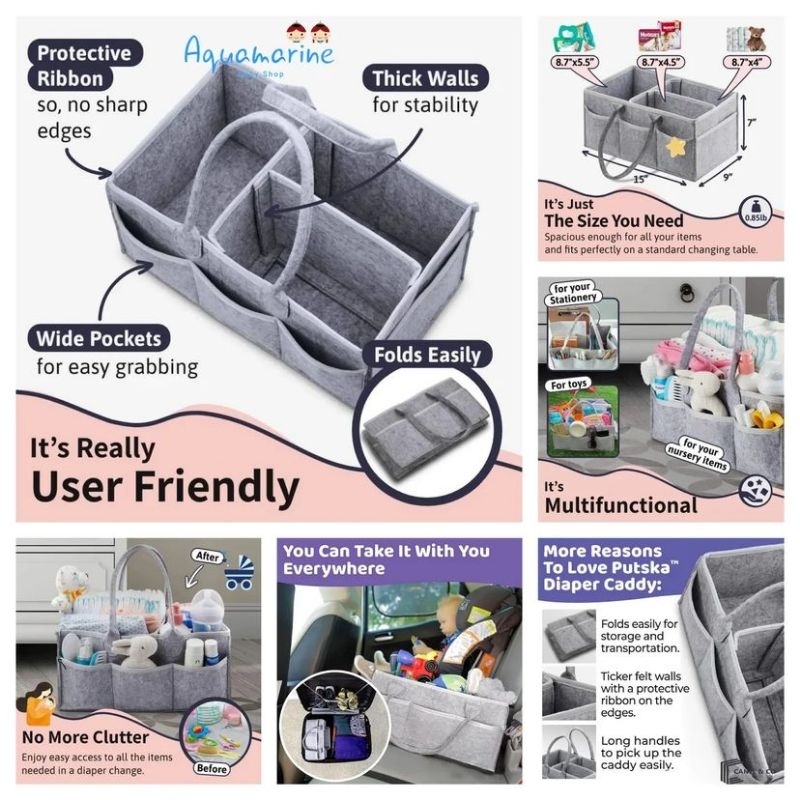 YTACREA Wickeltasche Organizer - Tragbarer Windelkorb Mit Blumenmuster