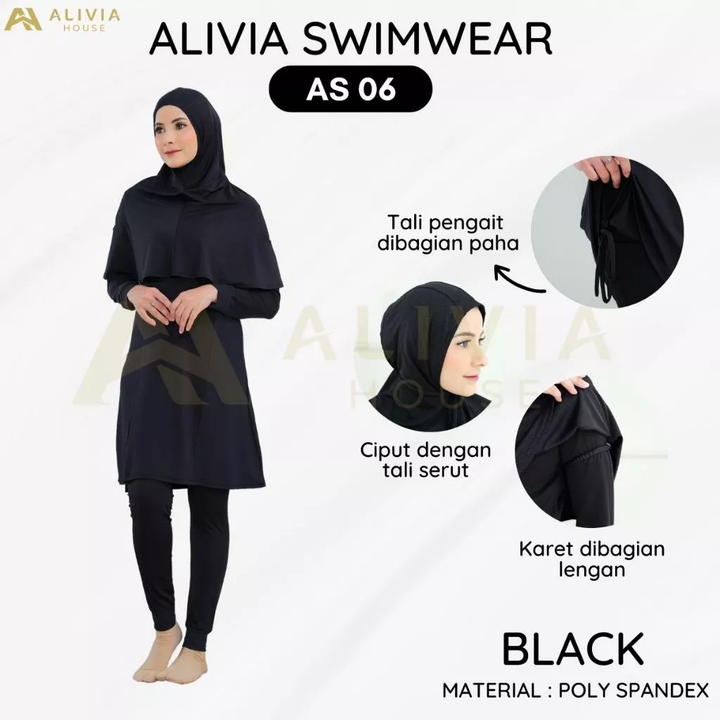 Baju Renang Muslimah Syari Dewasa dan Remaja - Alivia Swimwear AS06