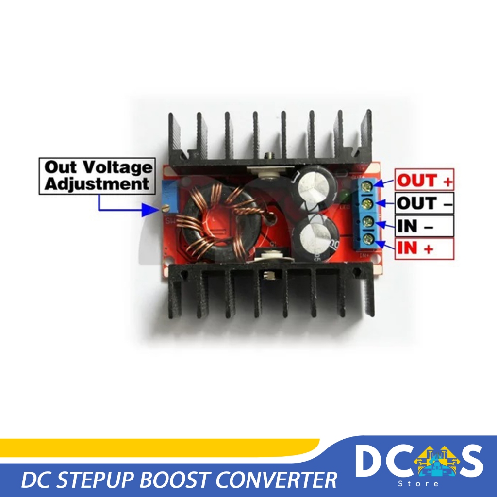 Jual DC STEPUP BOOST CONVERTER 150W 6A 10-32V TO 12-35V Step Up DC Step ...