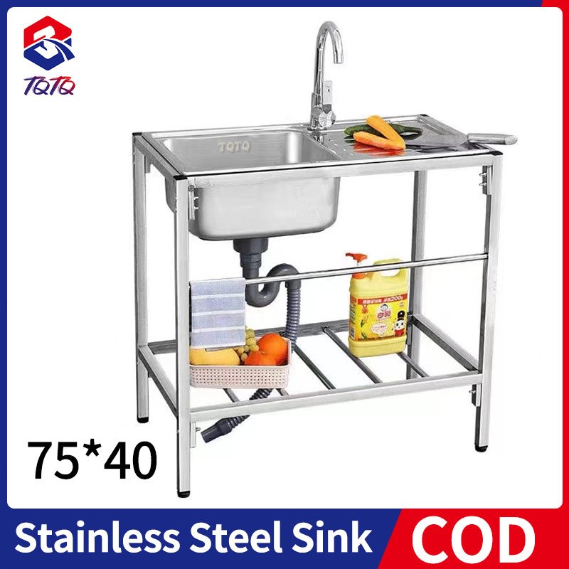 TQTQ Paket Lengkap Kitchen Sink Stainles/Bak Cuci Piring/Wastafel Portabel Dengan Braket