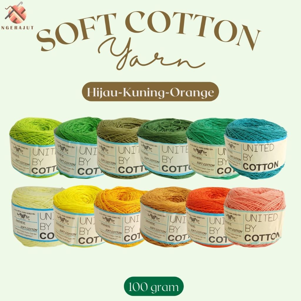 Jual Benang Rajut Soft Cotton Katun Lembut Halus 100g - United By ...