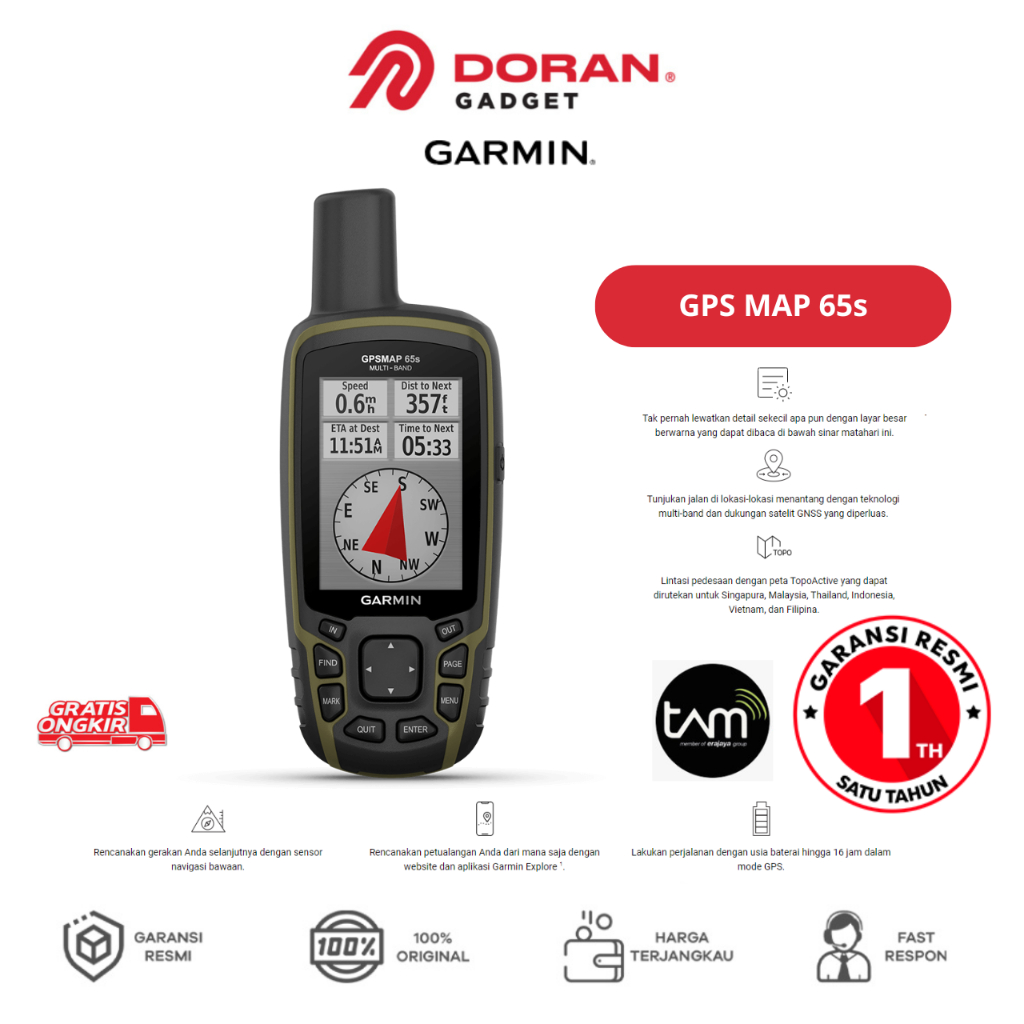 Jual Garmin GPS MAP GpsMap 65S GPS HANDHELD MULTIBAND - Garansi TAM 2 ...