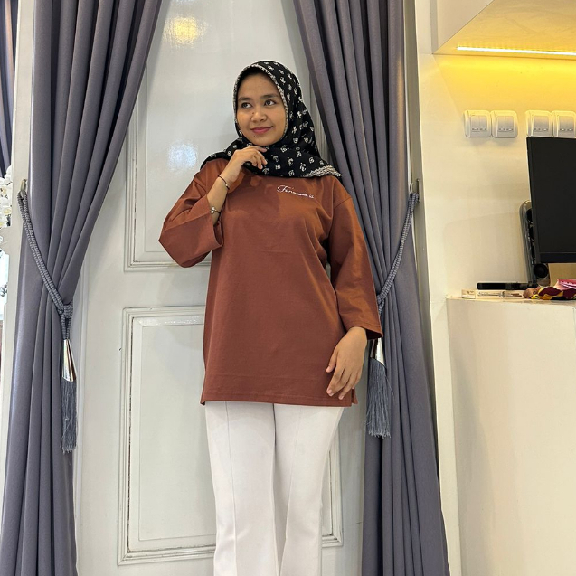 Jual (WARNA KETIGA) Atasan Baju Kaos Oversized Wanita Muslim Top