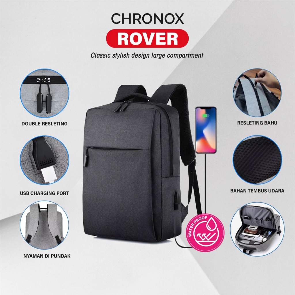 Jual Tas Ransel Sekolah Kerja Kuliah - BackPack Port USB - Waterproof ...