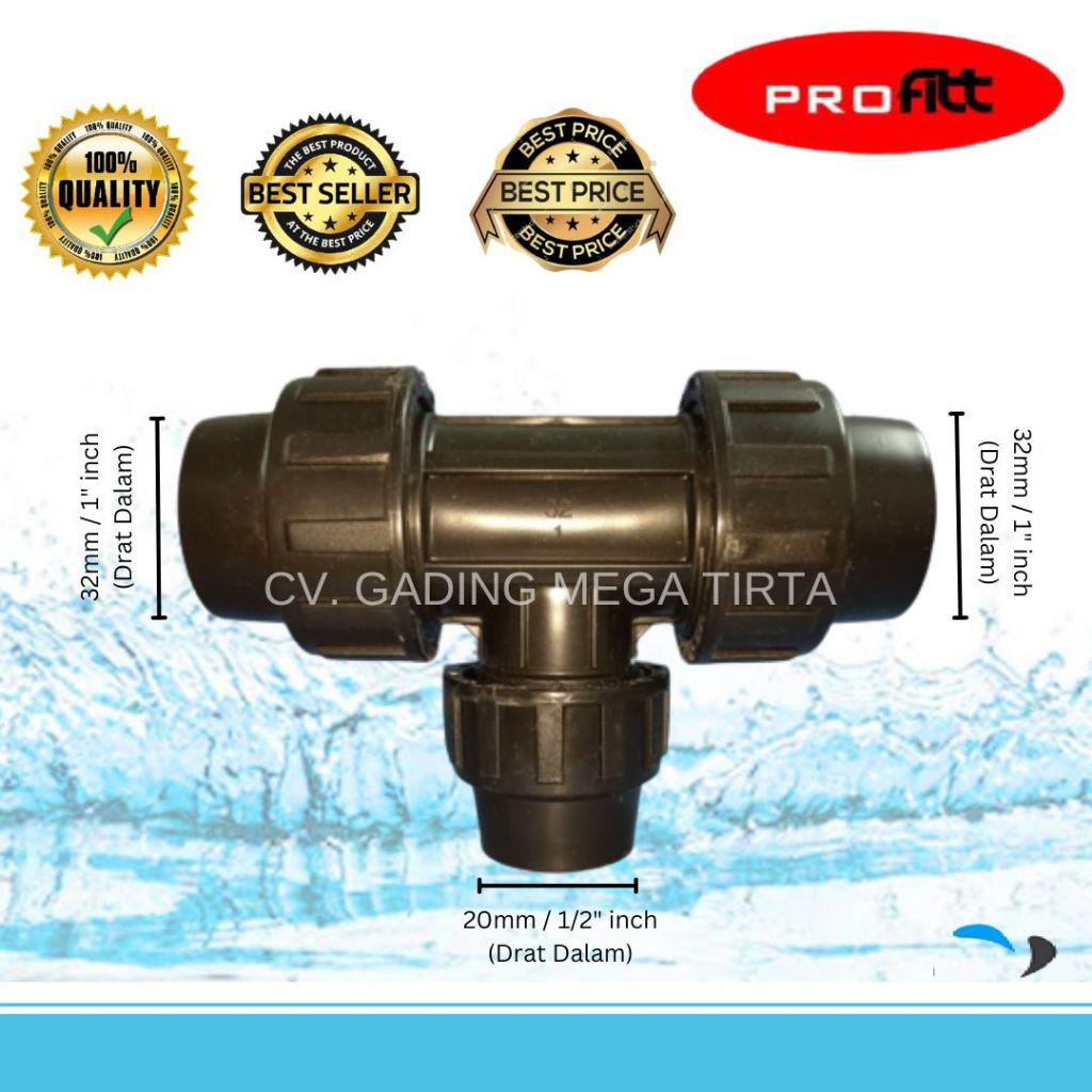 Jual Compression Red Tee Fitting HDPE 32x20mm | Shopee Indonesia
