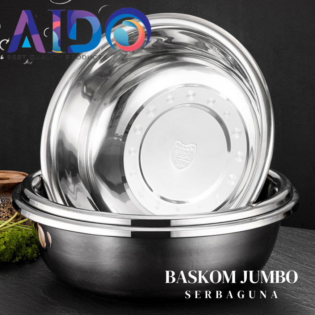 Jual Baskom Stainless jumbo Mangkok Stainless steel Baskom adonan kue ...