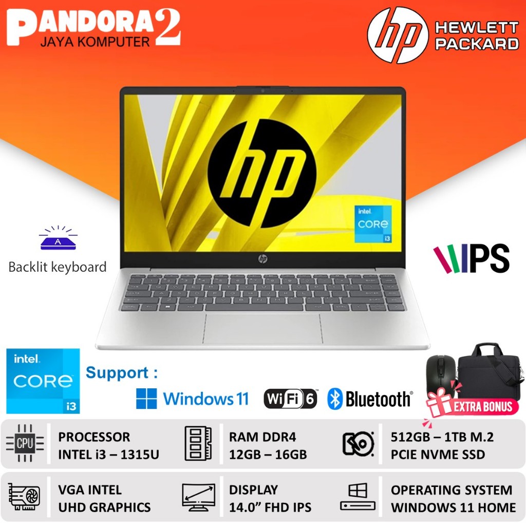 Jual Laptop HP Core i3 Gen 13 RAM 16GB 1TB SSD 14 Inch FHD Windows