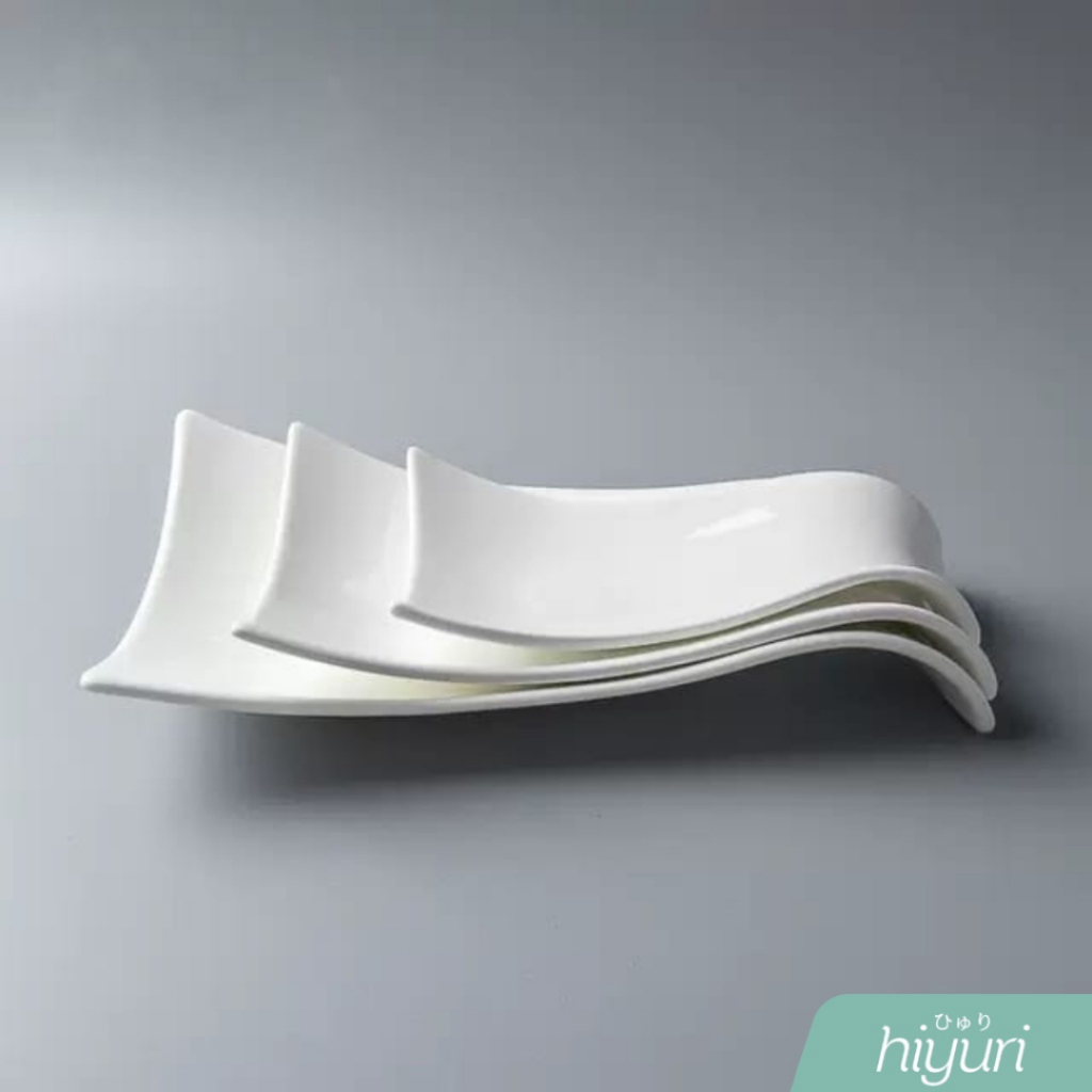 Jual HIYURI Set Piring white ombak/piring keramik/piring panjang putih ...