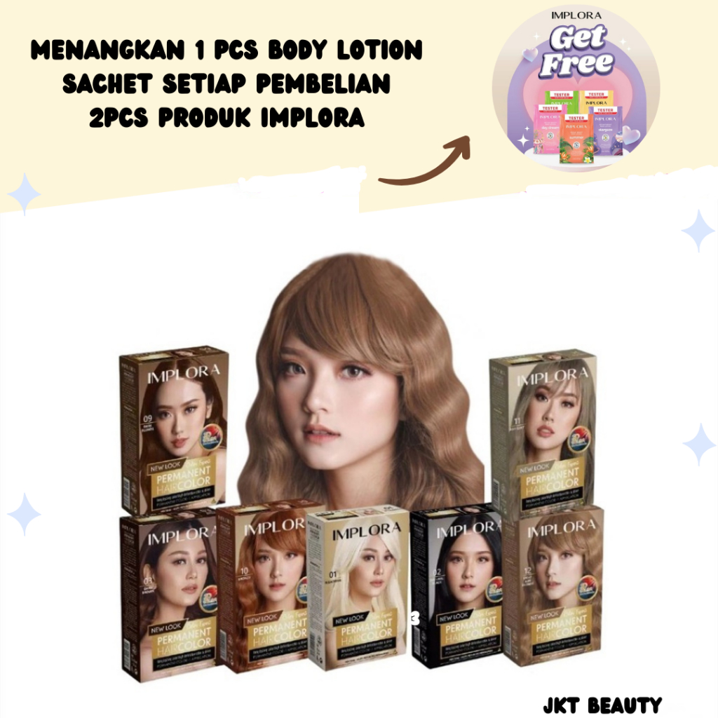 Jual IMPLORA New Permanent Hair Color / Cat Rambut Perwarna Bleaching ...