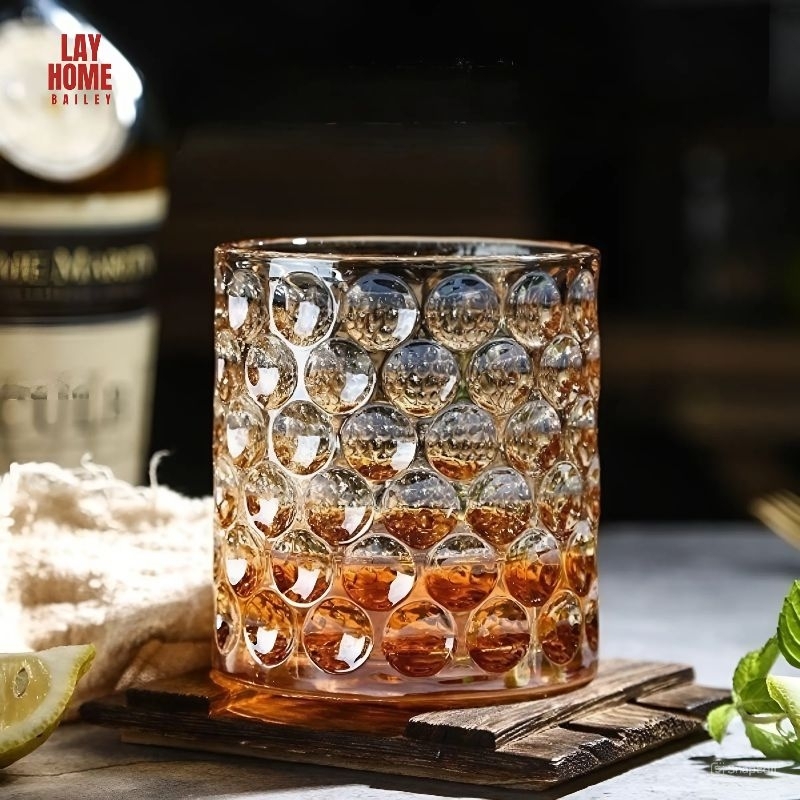 Jual Gelas Whisky Kaca Minum Wine Hologram Bubble Rock Glass 290ml ...