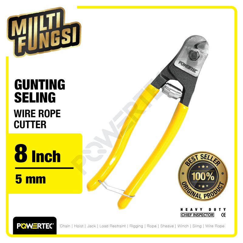 Jual POWERTEC Wire Rope Cutter / Gunting Kawat Seling 8