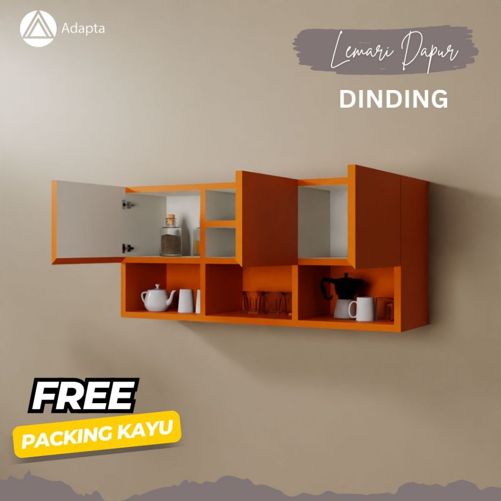 Adapta - Lemari Kitchen Set Tertutup Tempel Dinding - Rak Bumbu Dapur Dinding Minimalis - MARS - C65