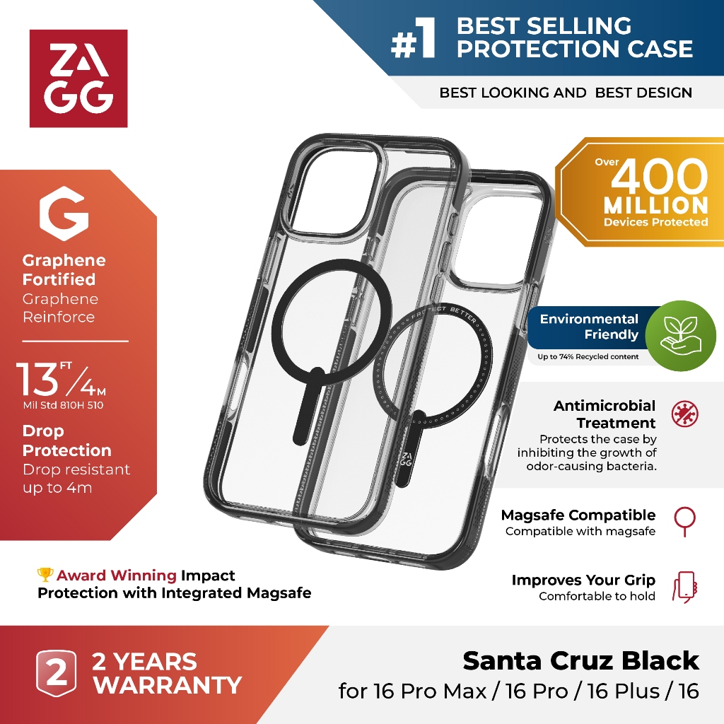 Jual ZAGG Magsafe Case iPhone 16 Pro Max / 16 Pro Santa Cruz Snap