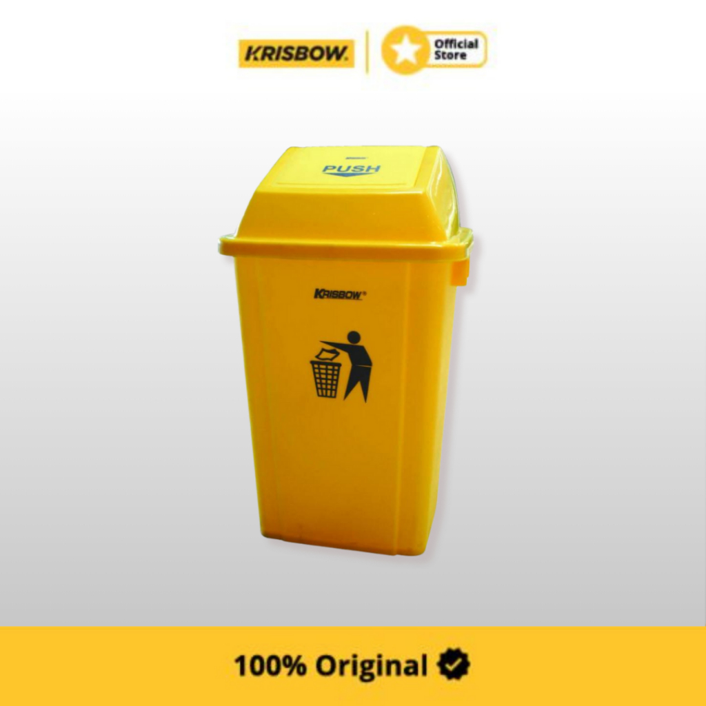 Jual Krisbow Dust Bin Tempat Sampah Outdoor Push Cover 40litr kuning ...