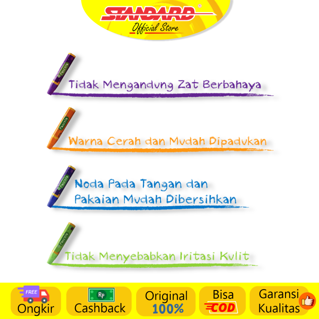 Standard - Pascola Oil Pastel 18 / Set ( Crayon / Pewarna / Coloring ) (4)