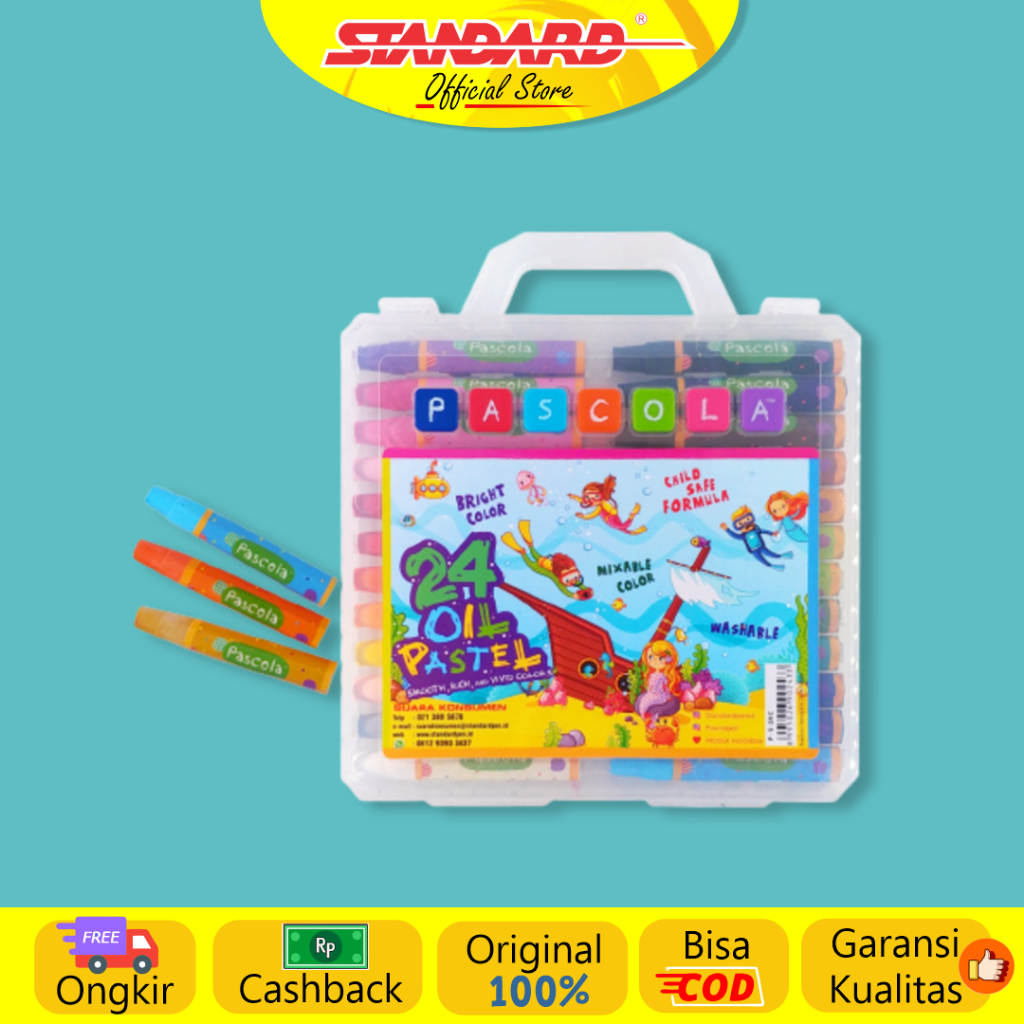 Standard - Pascola Oil Pastel 24 / Set ( Crayon / Pewarna / Coloring )